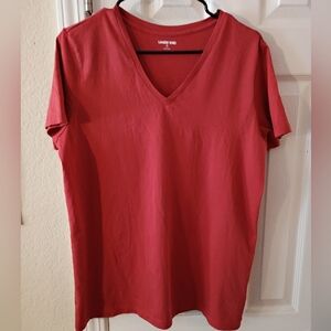 Lands' End Burnt Orange Color V-Neck T-Shirt